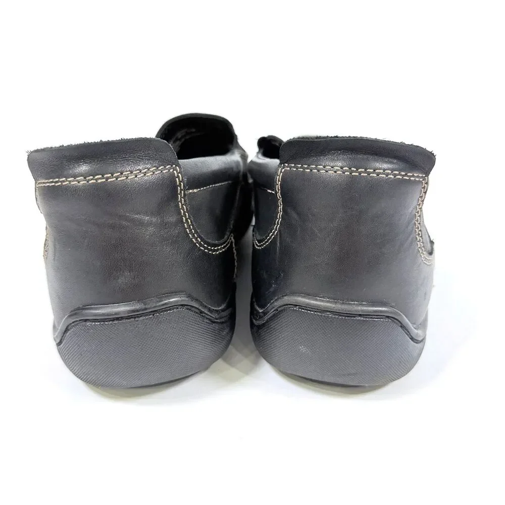 Bass Flex Fit Victor Black Leather Slip On Loafer Shoes Men's Size 11‎